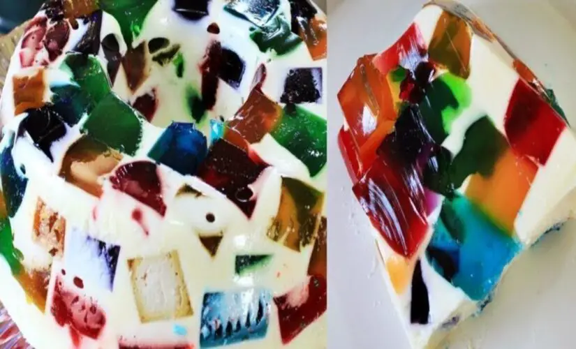 Mosaico de Gelatina Uma Sobremesa Colorida Deliciosa