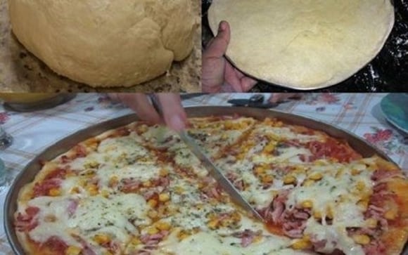 Massa de Pizza com 3 Ingredientes faço direto, faz aí também