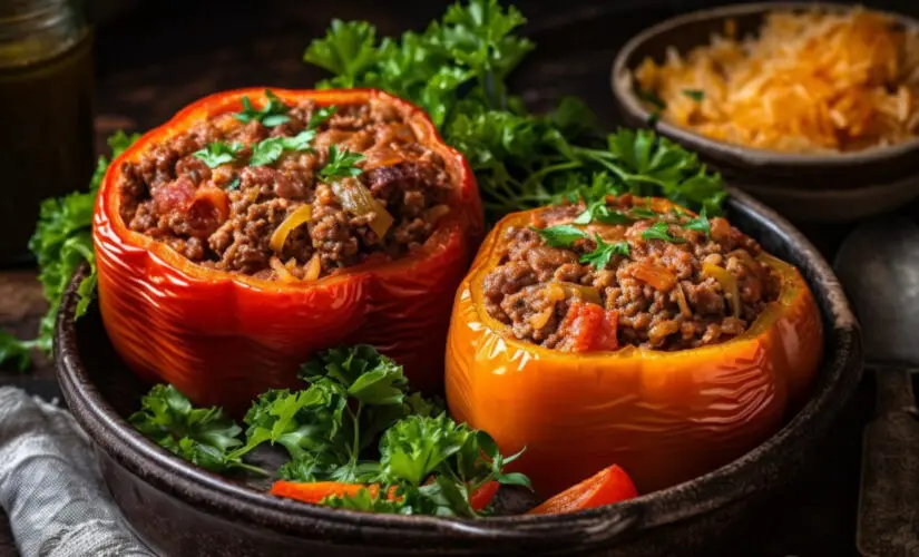 Receita de Pimentão Recheado com Frango ou Carne!