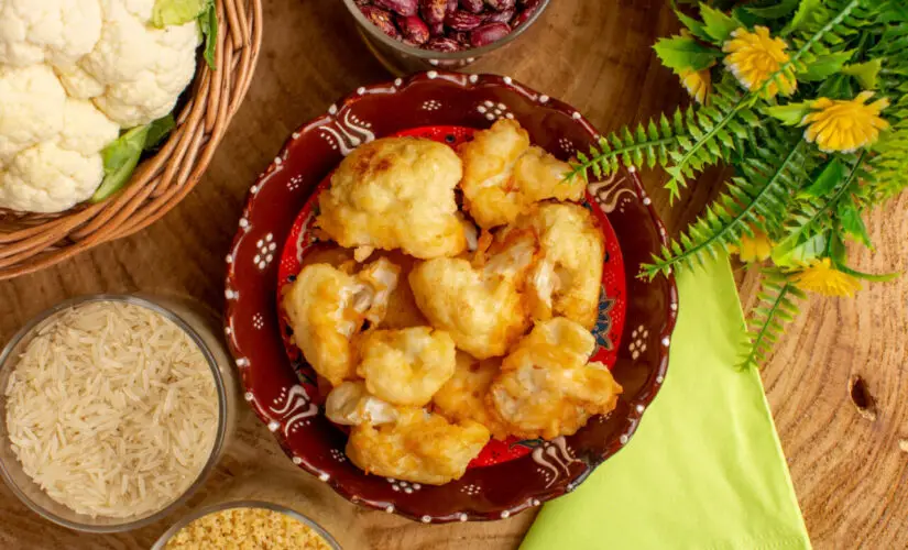 Couve-Flor Empanada crocante dourada e perfeita como acompanhamento