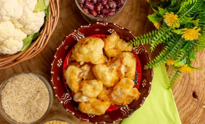 Couve-Flor Empanada crocante dourada e perfeita como acompanhamento