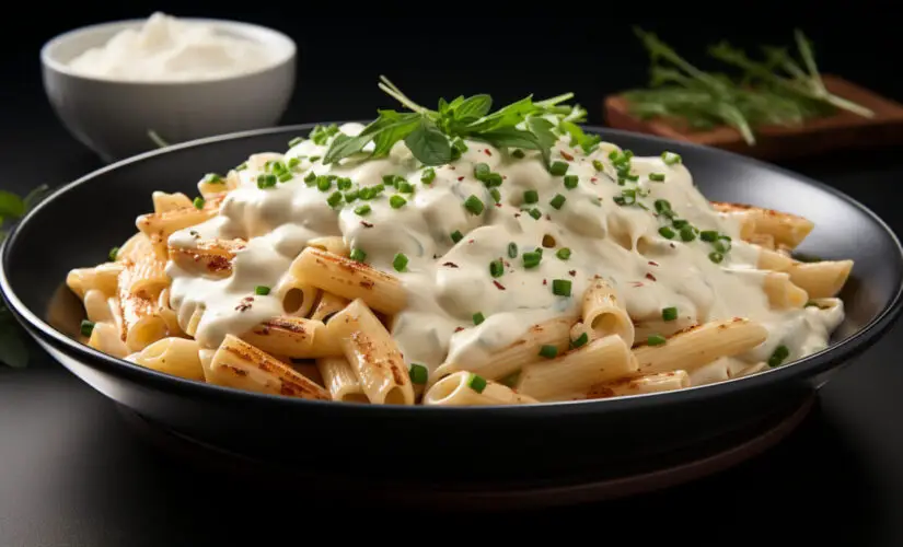 Macarrão ao molho branco com requeijão cremoso, reconfortante e pronto em minutos
