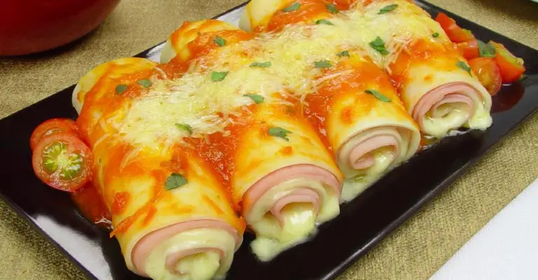Canelone de presunto e queijo com massa de pastel adoro fazer ele