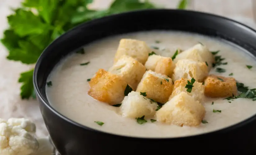 Caldinho de batata cremoso com sabor de aconchego e carinho em forma de colher
