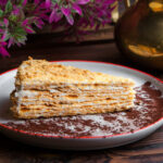 Torta de bolacha com camadas cremosas e sabor de sobremesa da infância