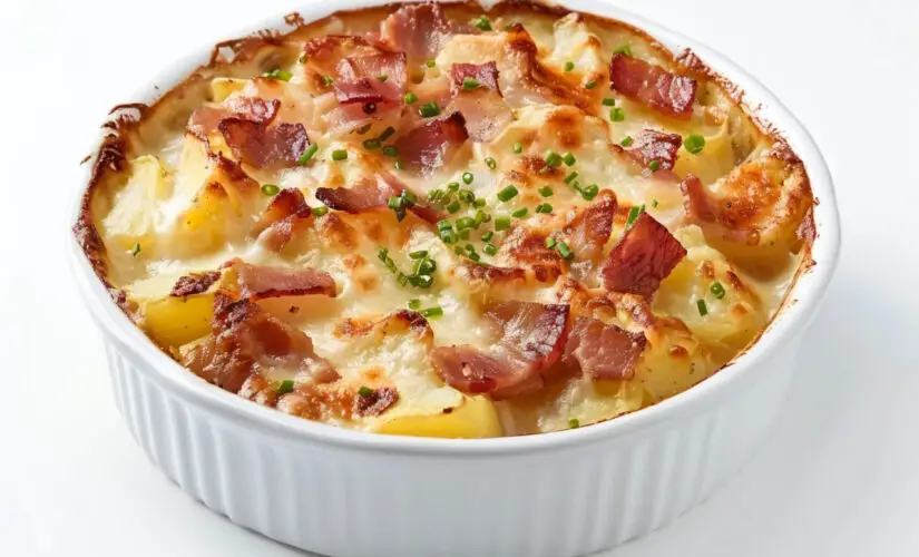 Batata gratinada com bacon que derrete na boca e lembra almoço em família