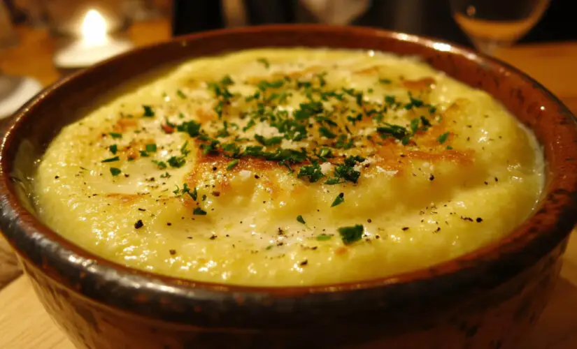 Polenta cremosa com queijo que derrete na boca e aquece a alma