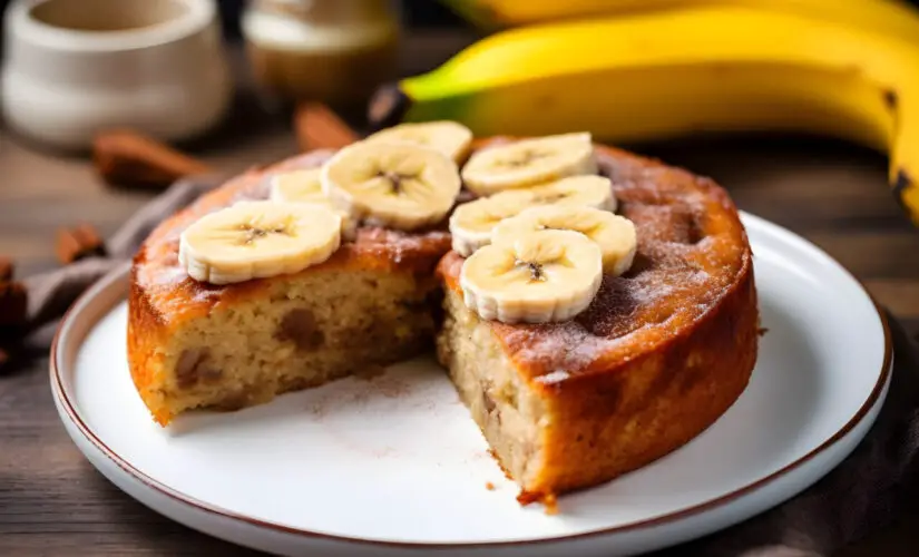 Bolo de banana com aveia 3 ingredientes com sabor de lanche de vó saudável