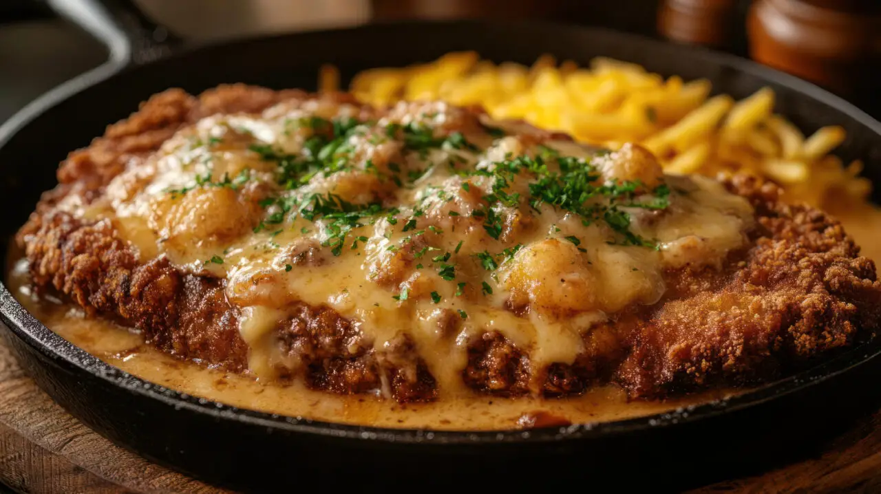 Parmegiana de Carne Suculenta com Molho e Queijo Derretido Para um Almoço Inesquecível