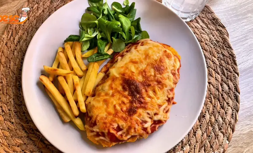 Frango à Parmegiana sem Fritura casquinha crocante e frango suculento com leveza e sabor